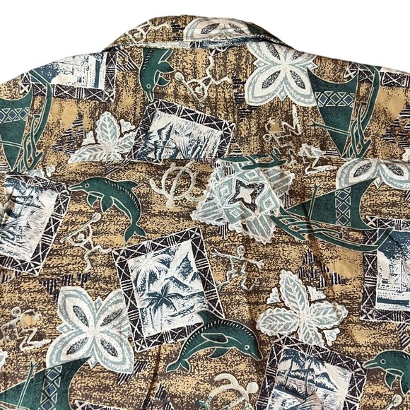 Winnie Fashion Hawaiian Vintage Button Down Sea Life Dolphin Shirt Men’s Size XL - Picture 5 of 6